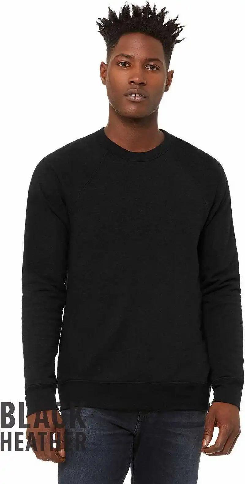 Bella + Canvas 3901 Unisex Sponge Fleece Raglan Sweatshirt - Black Heather