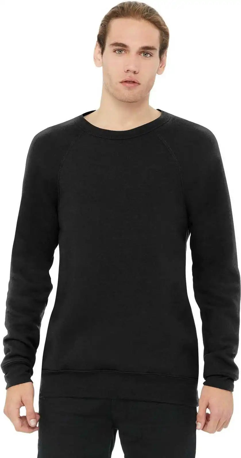 Bella + Canvas 3901 Unisex Sponge Fleece Raglan Sweatshirt - Black (poly-cotton)