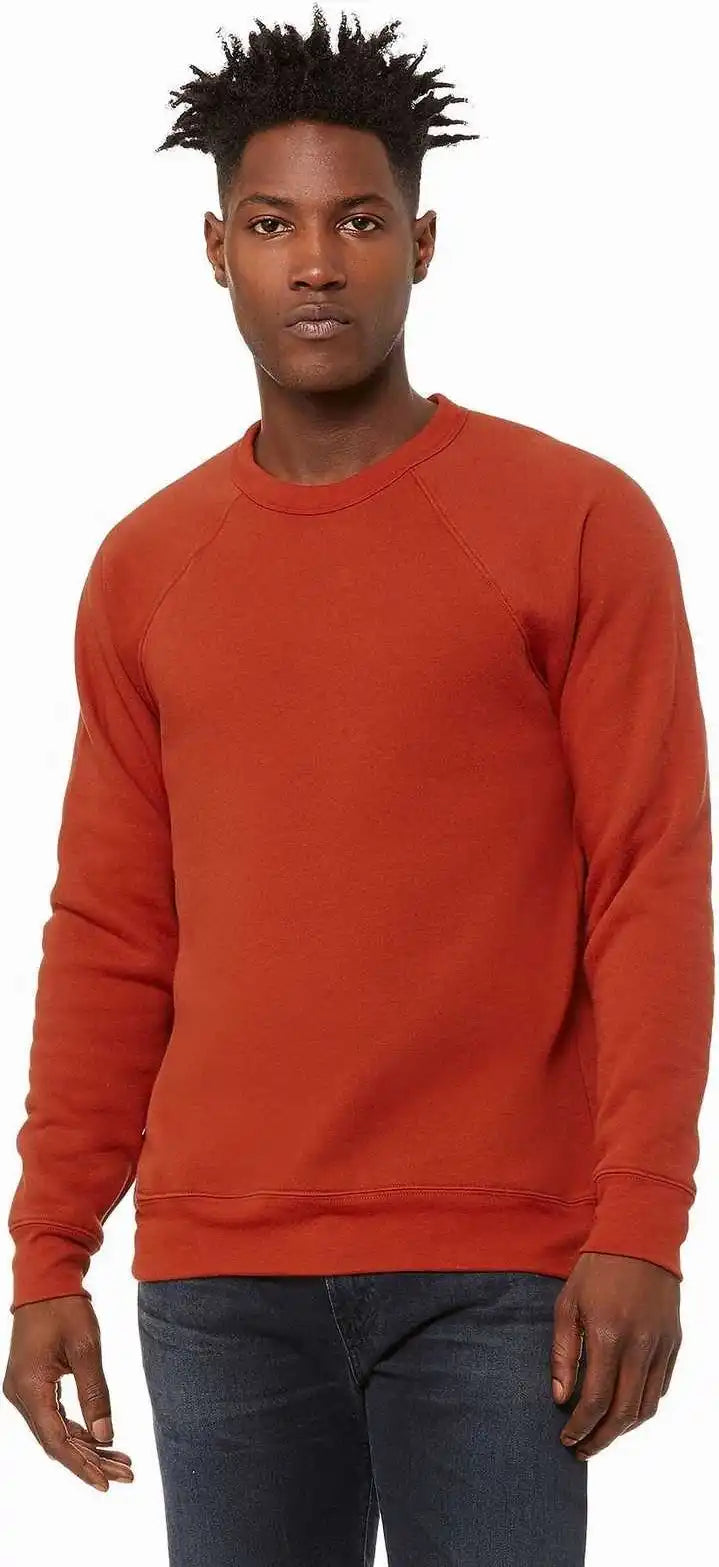 Bella + Canvas 3901 Unisex Sponge Fleece Raglan Sweatshirt Brick