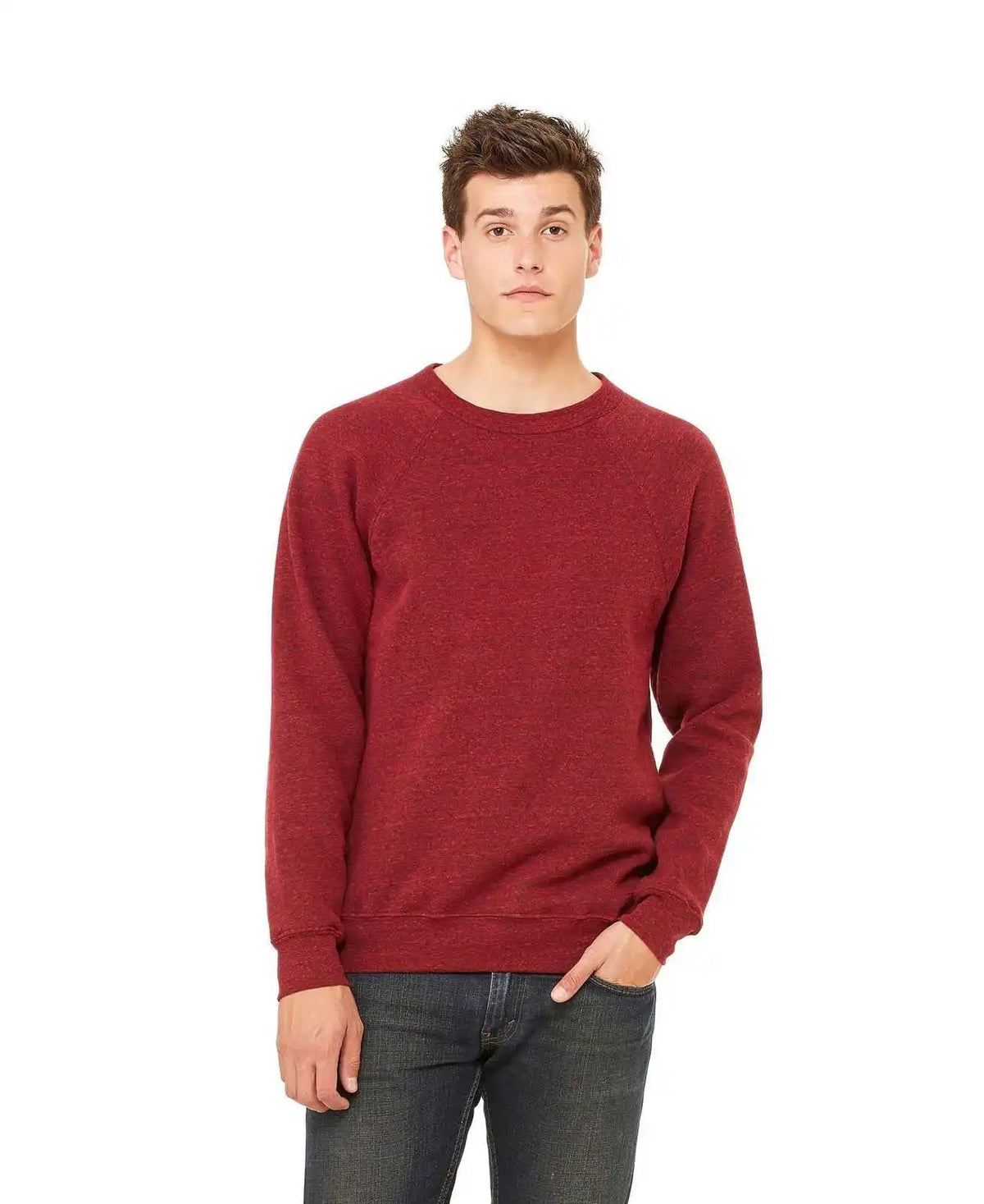 Bella + Canvas 3901 Unisex Sponge Fleece Raglan Sweatshirt - Cardinal Triblend