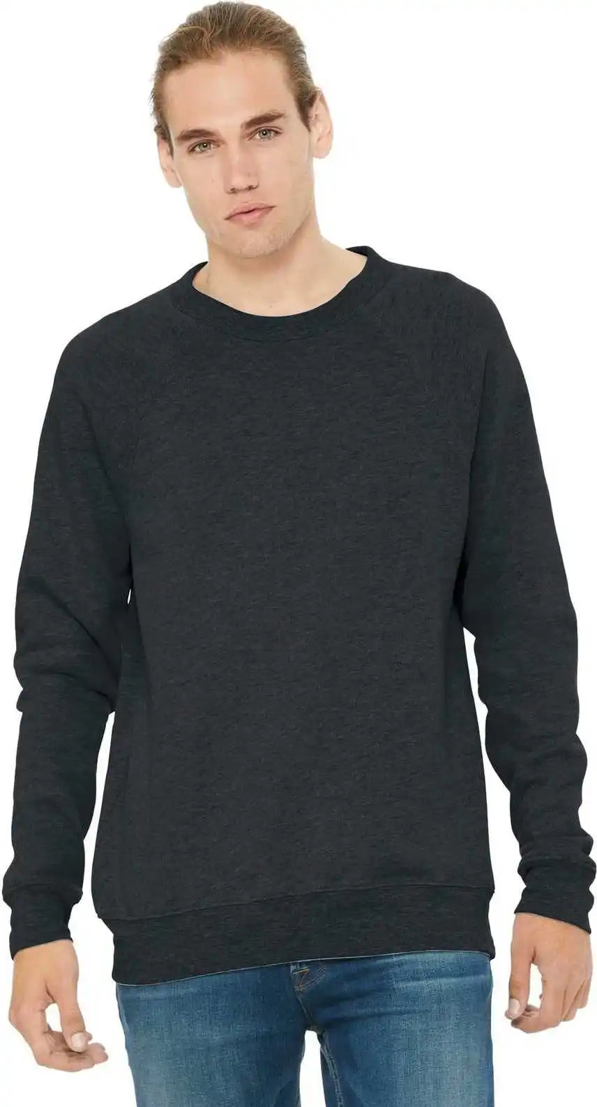 Bella + Canvas 3901 Unisex Sponge Fleece Raglan Sweatshirt - Dark Gray Heather