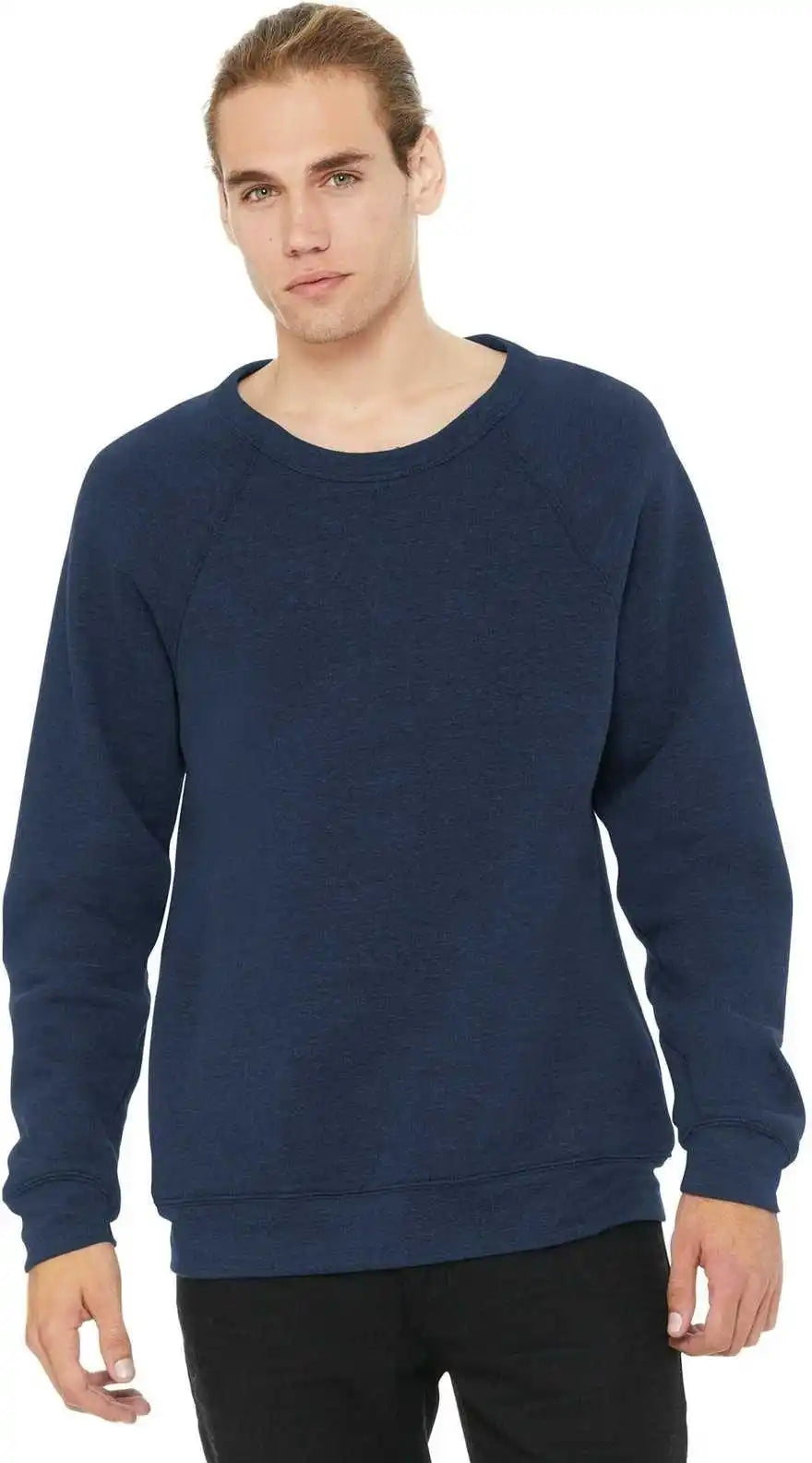 Bella + Canvas 3901 Unisex Sponge Fleece Raglan Sweatshirt Heather Navy