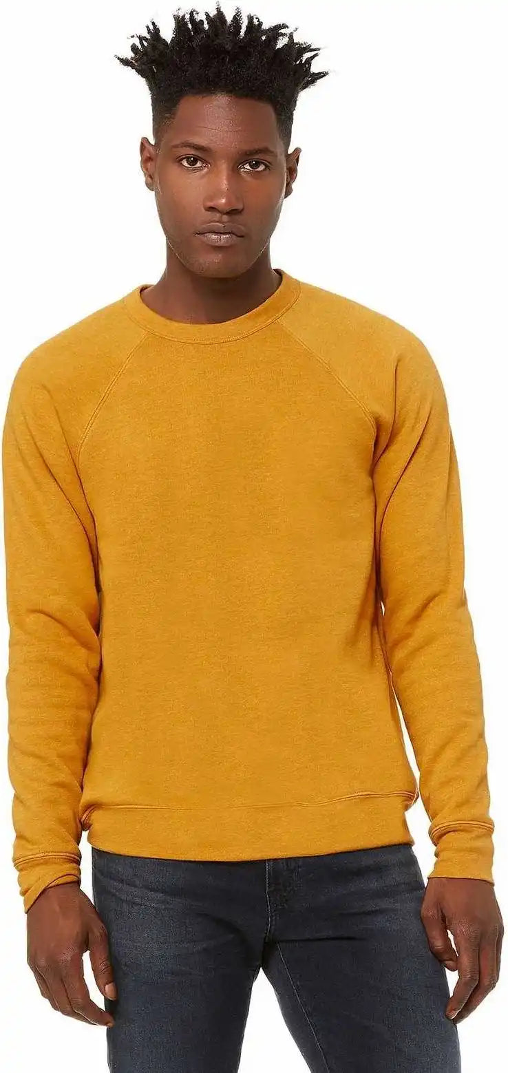 Bella + Canvas 3901 Unisex Sponge Fleece Raglan Sweatshirt - Heather Mustard