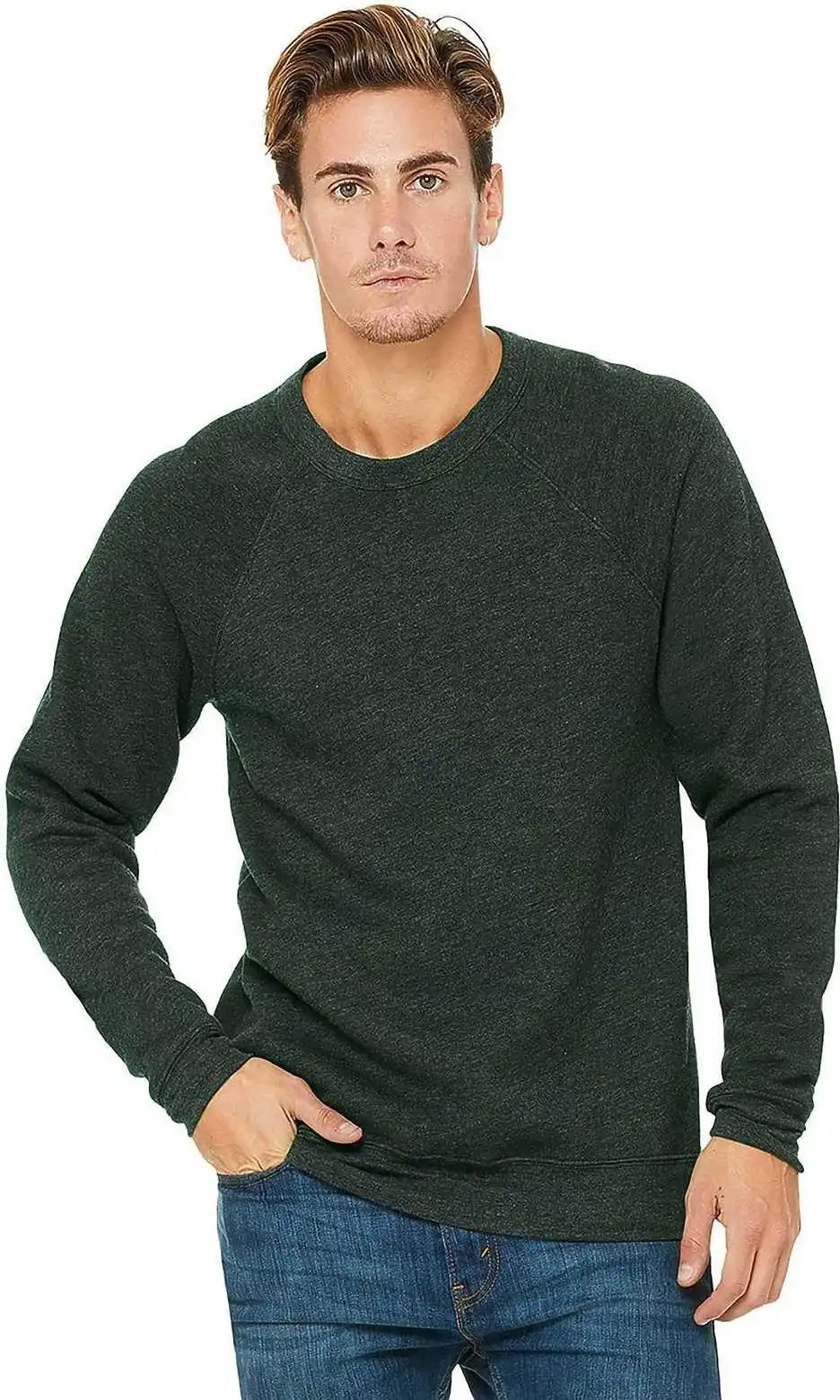 Bella + Canvas 3901 Unisex Sponge Fleece Raglan Sweatshirt - Heather Forest