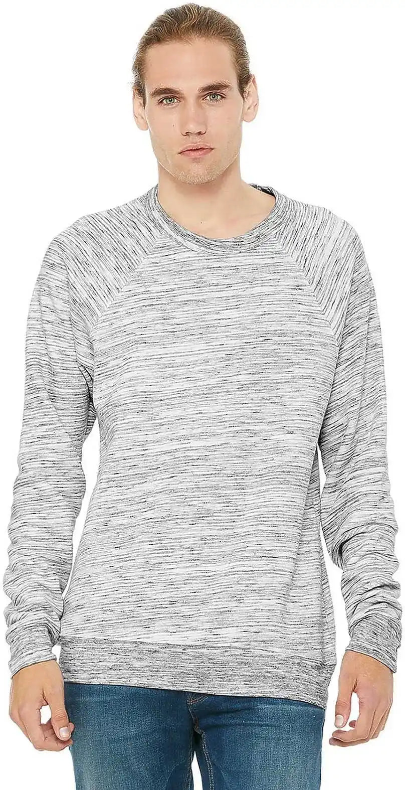 Bella + Canvas 3901 Unisex Sponge Fleece Raglan Sweatshirt - Light Grey Marble