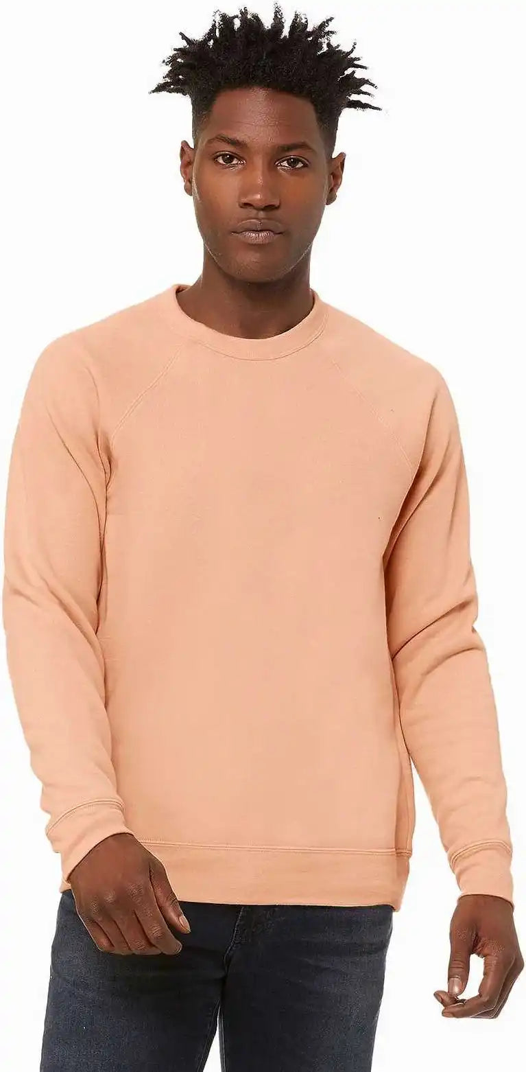 Bella + Canvas 3901 Unisex Sponge Fleece Raglan Sweatshirt Peach