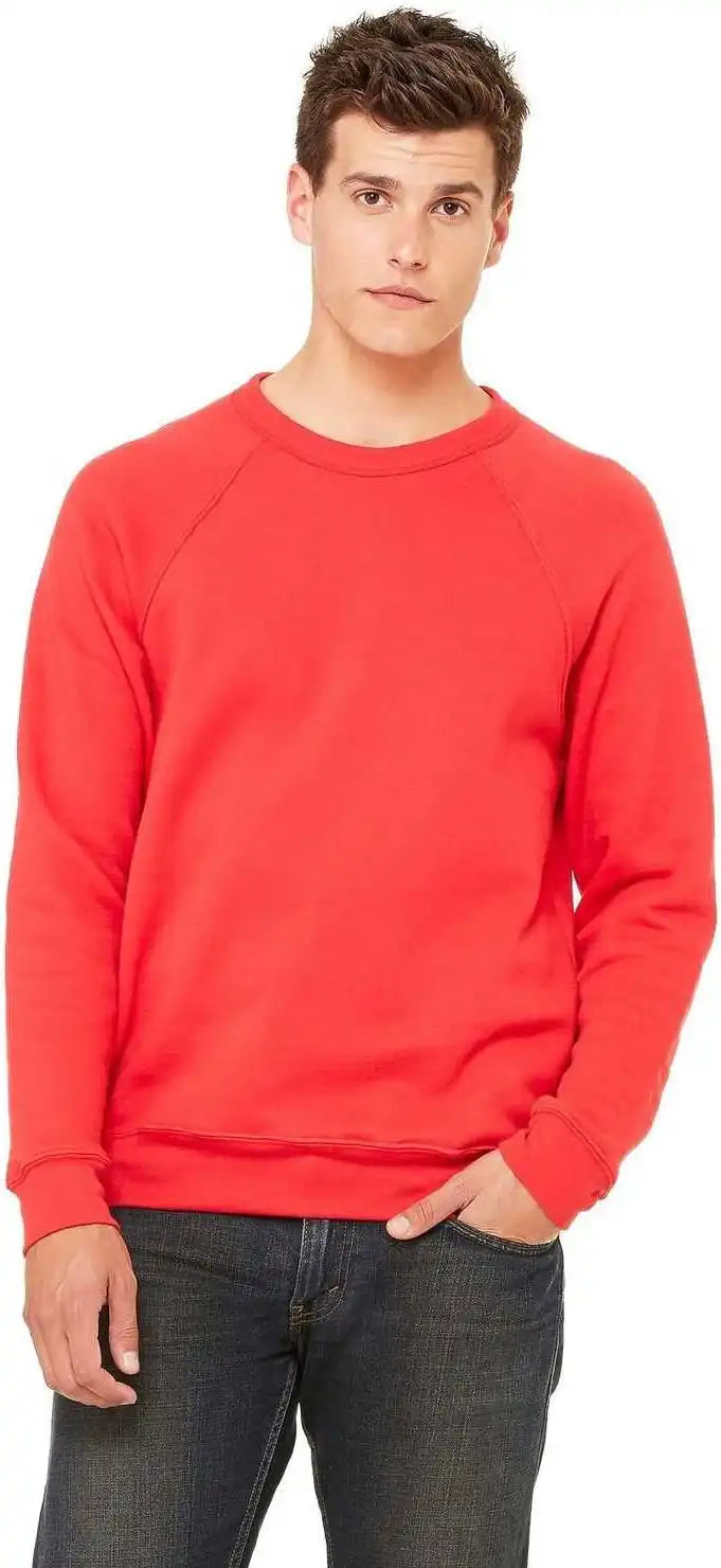 Bella + Canvas 3901 Unisex Sponge Fleece Raglan Sweatshirt Red