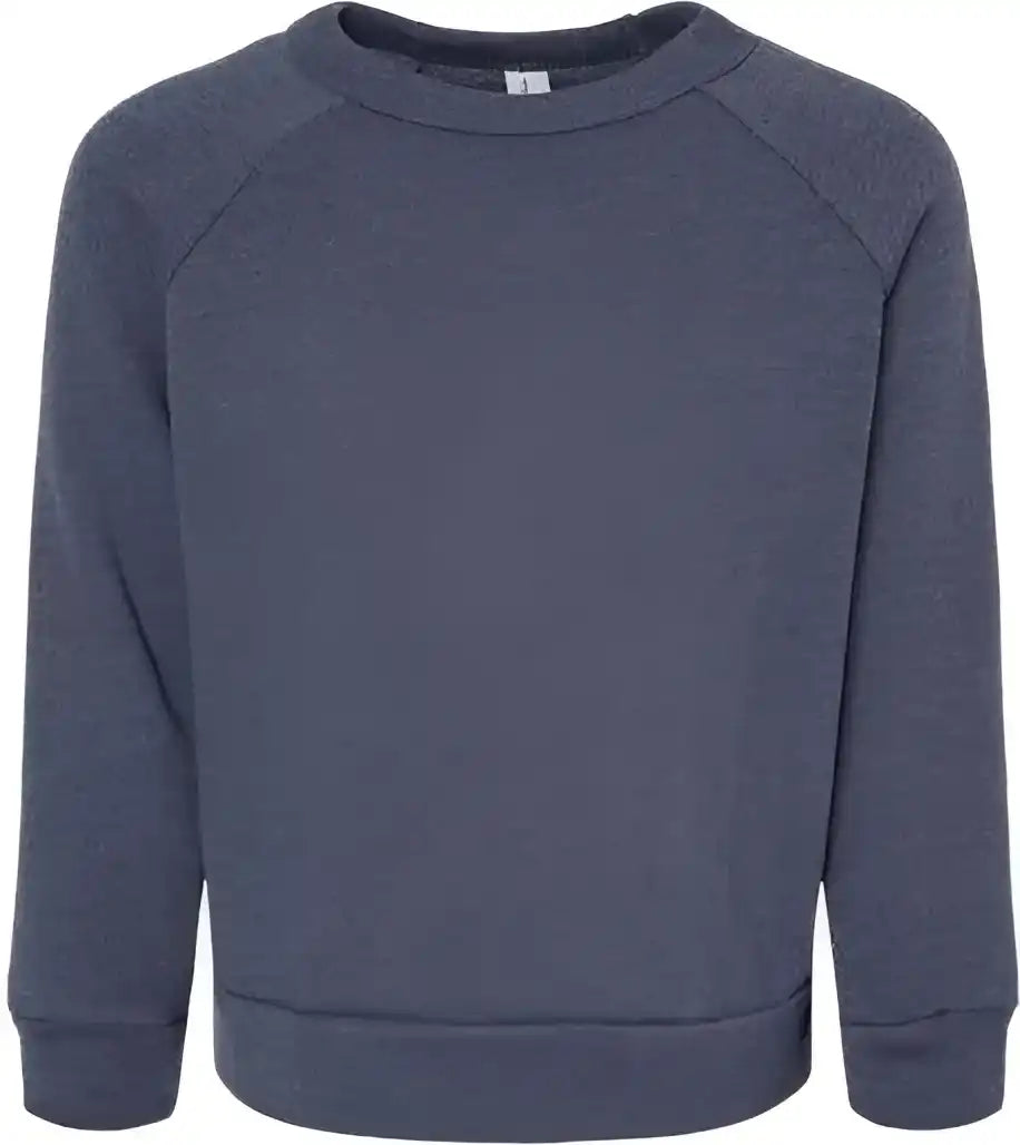Bella + Canvas 3901t Toddler Sponge Fleece Raglan Sweatshirt Heather Navy