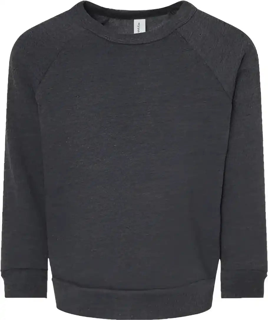 Bella + Canvas 3901t Toddler Sponge Fleece Raglan Sweatshirt Dark Gray Heather