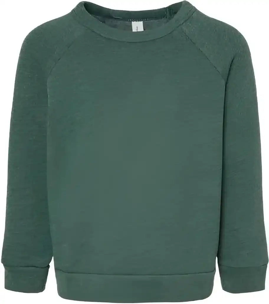 Bella + Canvas 3901t Toddler Sponge Fleece Raglan Sweatshirt Heather Forest