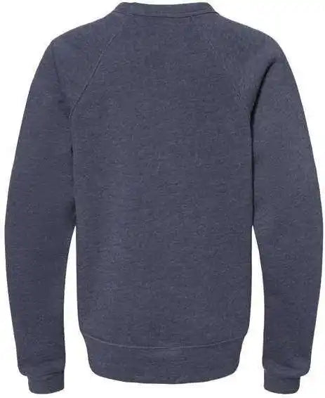 Bella + Canvas 3901y Youth Sponge Fleece Crewneck Sweatshirt Heather Navy