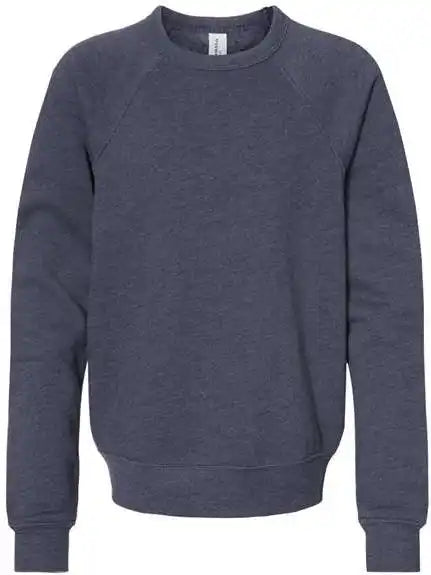Bella + Canvas 3901y Youth Sponge Fleece Crewneck Sweatshirt Heather Navy