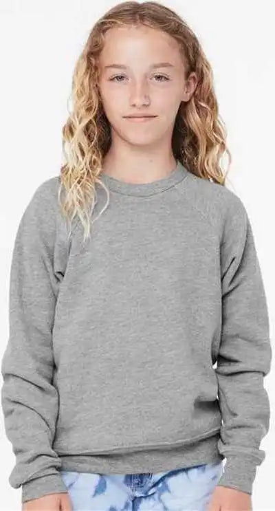 Bella + Canvas 3901y Youth Sponge Fleece Crewneck Sweatshirt - Athletic Heather