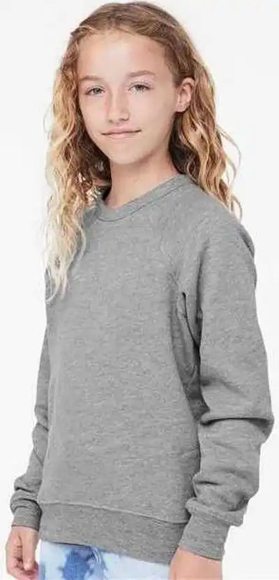 Bella + Canvas 3901y Youth Sponge Fleece Crewneck Sweatshirt - Athletic Heather