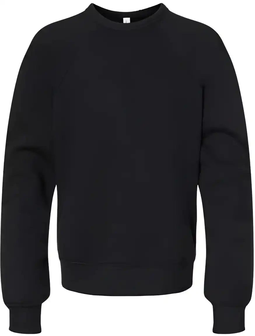 Bella + Canvas 3901y Youth Sponge Fleece Crewneck Sweatshirt Black