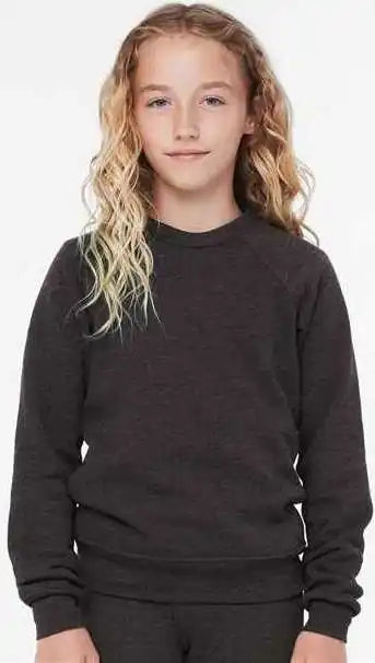 Bella + Canvas 3901y Youth Sponge Fleece Crewneck Sweatshirt - Dark Gray Heather