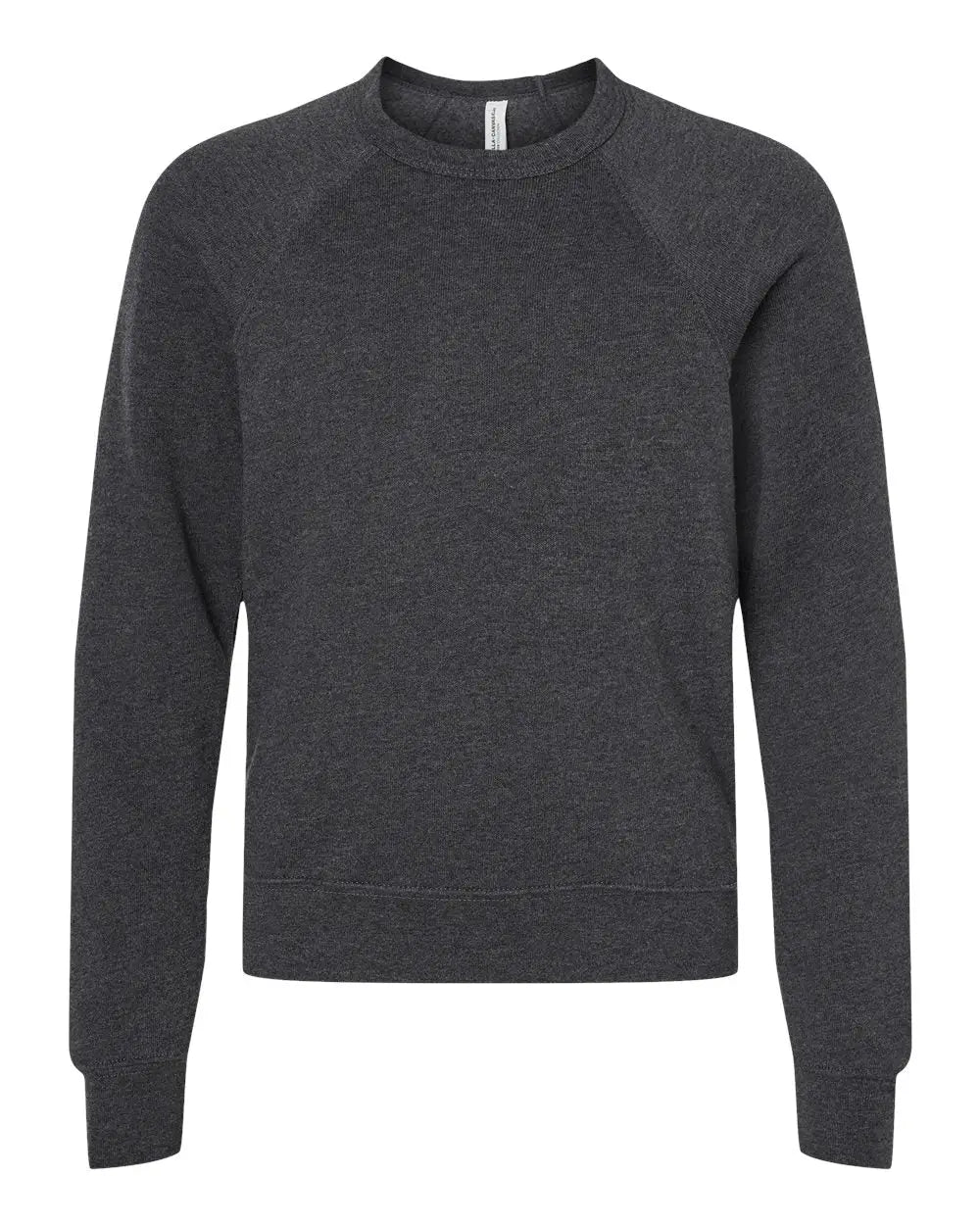 Bella + Canvas 3901y Youth Sponge Fleece Crewneck Sweatshirt - Dark Grey Heather - Gray / s