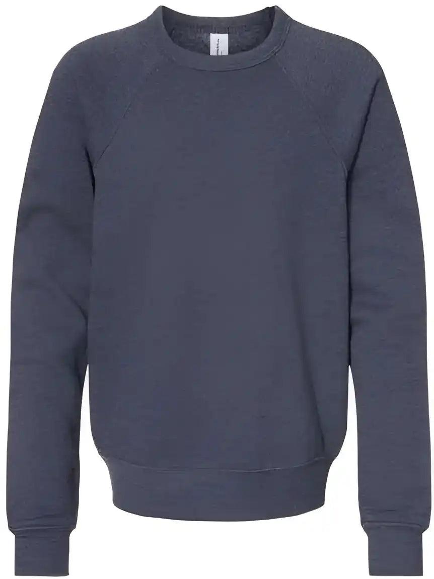Bella + Canvas 3901y Youth Sponge Fleece Crewneck Sweatshirt - Heather Navy