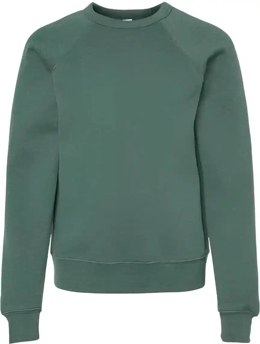 Bella + Canvas 3901y Youth Sponge Fleece Crewneck Sweatshirt Heather Forest