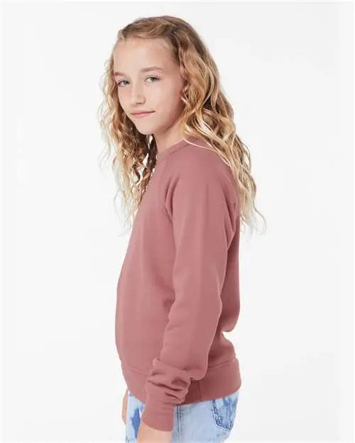 Bella + Canvas 3901y Youth Sponge Fleece Crewneck Sweatshirt - Mauve
