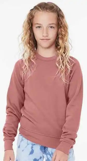 Bella + Canvas 3901y Youth Sponge Fleece Crewneck Sweatshirt - Mauve