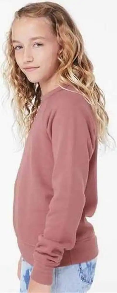 Bella + Canvas 3901y Youth Sponge Fleece Crewneck Sweatshirt - Mauve