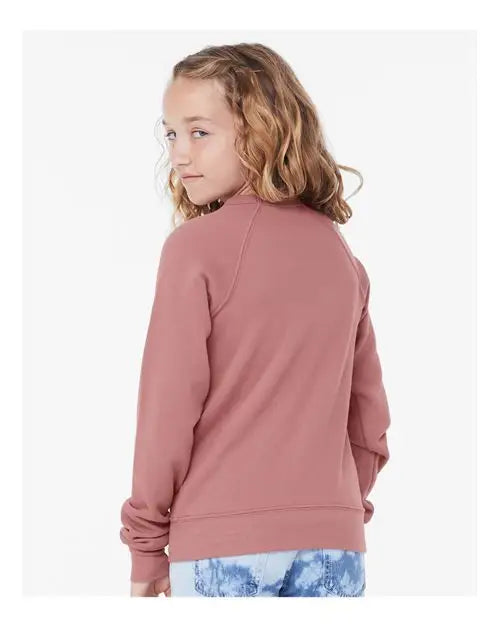 Bella + Canvas 3901y Youth Sponge Fleece Crewneck Sweatshirt - Mauve