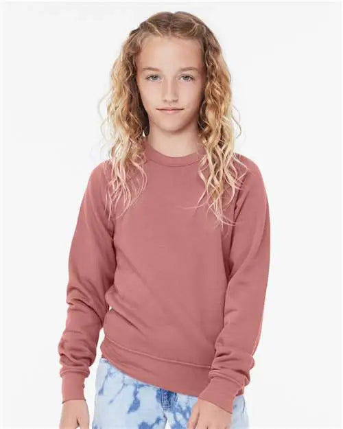 Bella + Canvas 3901y Youth Sponge Fleece Crewneck Sweatshirt - Mauve