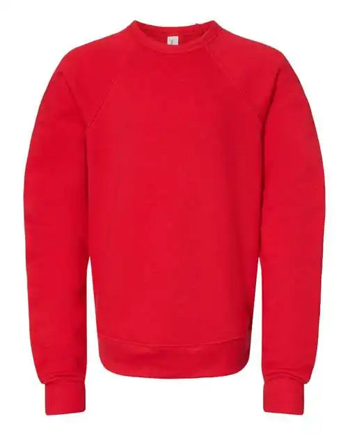 Bella + Canvas 3901y Youth Sponge Fleece Crewneck Sweatshirt - Red