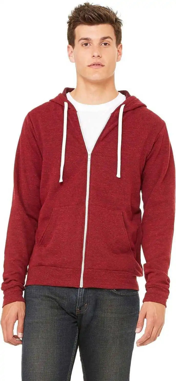 Bella + Canvas 3909 Unisex Triblend Sponge Fleece Full-zip Hoodie - Cardinal