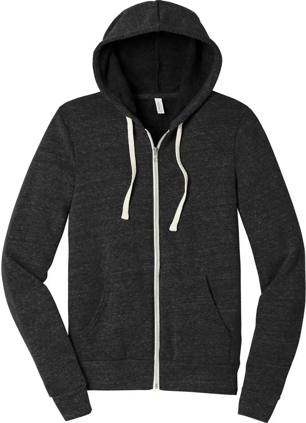 Bella + Canvas 3909 Unisex Triblend Sponge Fleece Full Zip Hoodie Charcoal Black