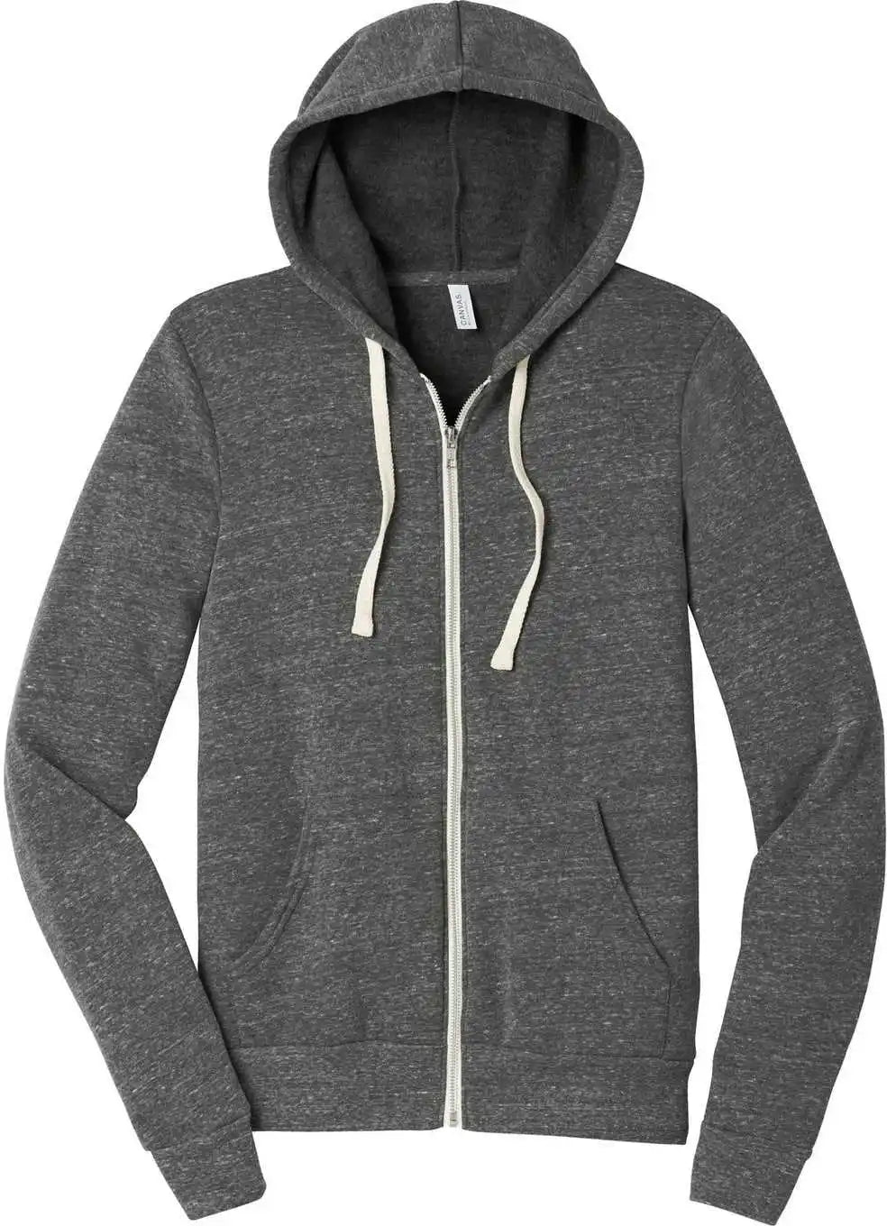 Bella + Canvas 3909 Unisex Triblend Sponge Fleece Full-zip Hoodie - Gray