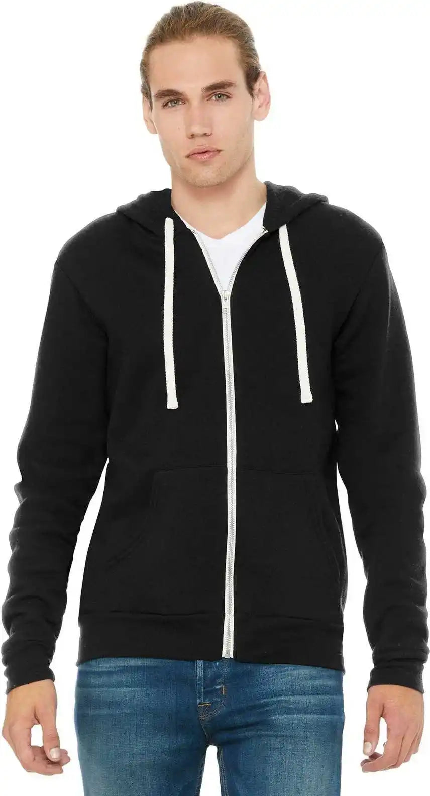 Bella + Canvas 3909 Unisex Triblend Sponge Fleece Full-zip Hoodie - Solid Black