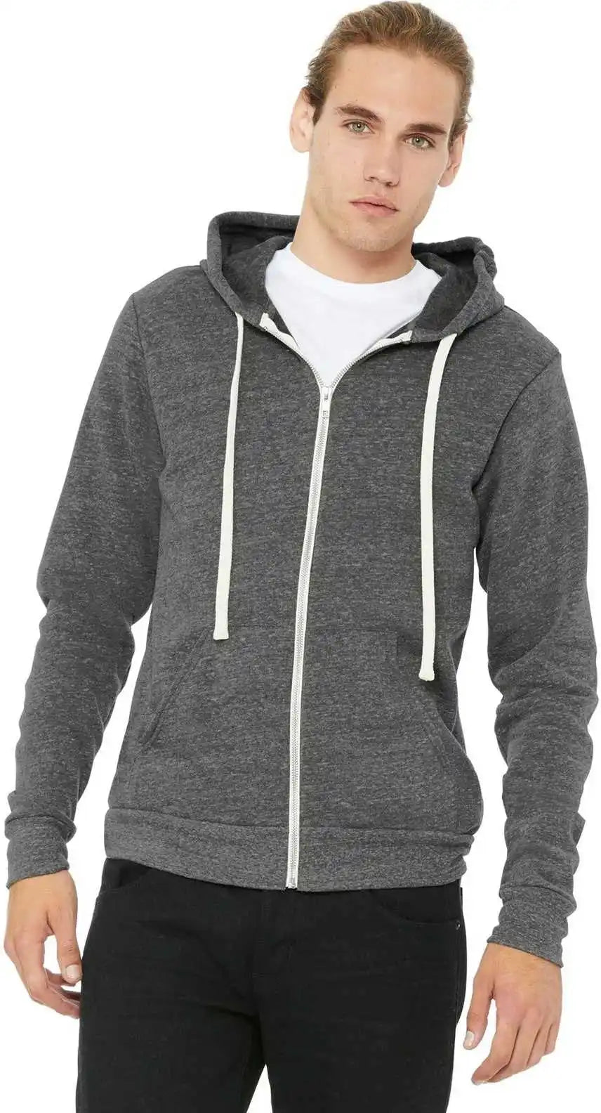 Bella + Canvas 3909 Unisex Triblend Sponge Fleece Full-zip Hoodie - Gray