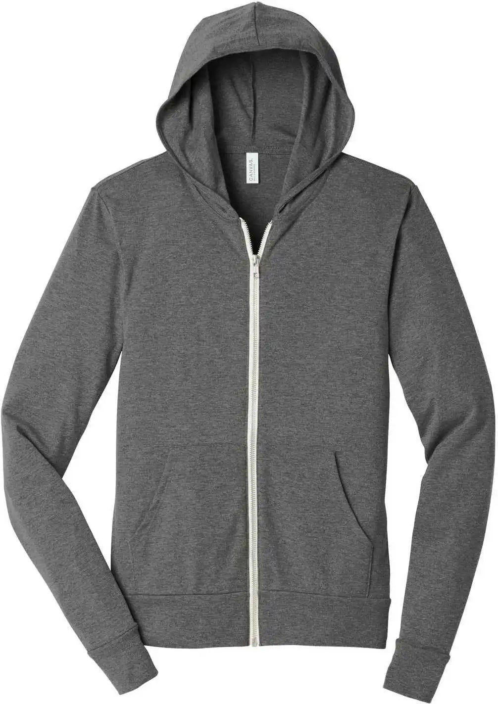 Bella + Canvas 3939 Unisex Triblend Full-zip Lightweight Hoodie - Gray