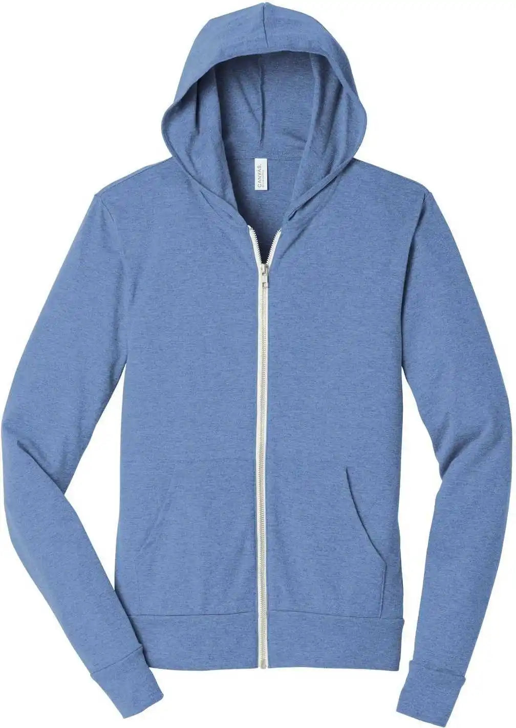 Bella + Canvas 3939 Unisex Triblend Full-zip Lightweight Hoodie - Blue