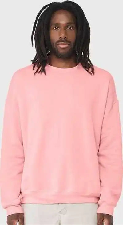 Bella + Canvas 3945 Sponge Fleece Drop Shoulder Crewneck Sweatshirt Pink