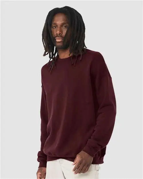 Bella + Canvas 3945 Sponge Fleece Drop Shoulder Crewneck Sweatshirt - Maroon