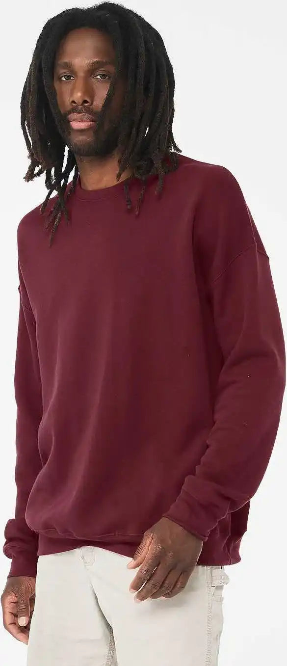Bella + Canvas 3945 Sponge Fleece Drop Shoulder Crewneck Sweatshirt Maroon