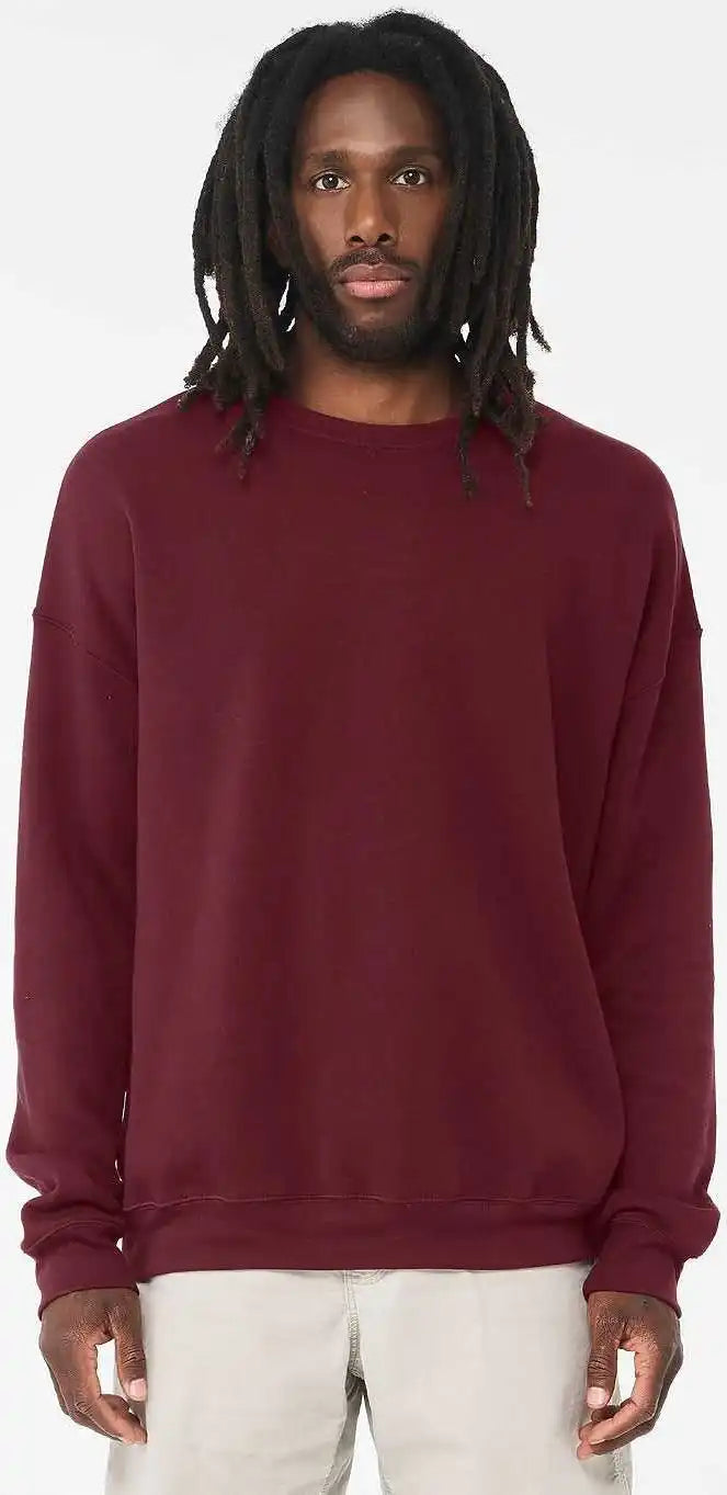 Bella + Canvas 3945 Sponge Fleece Drop Shoulder Crewneck Sweatshirt Maroon