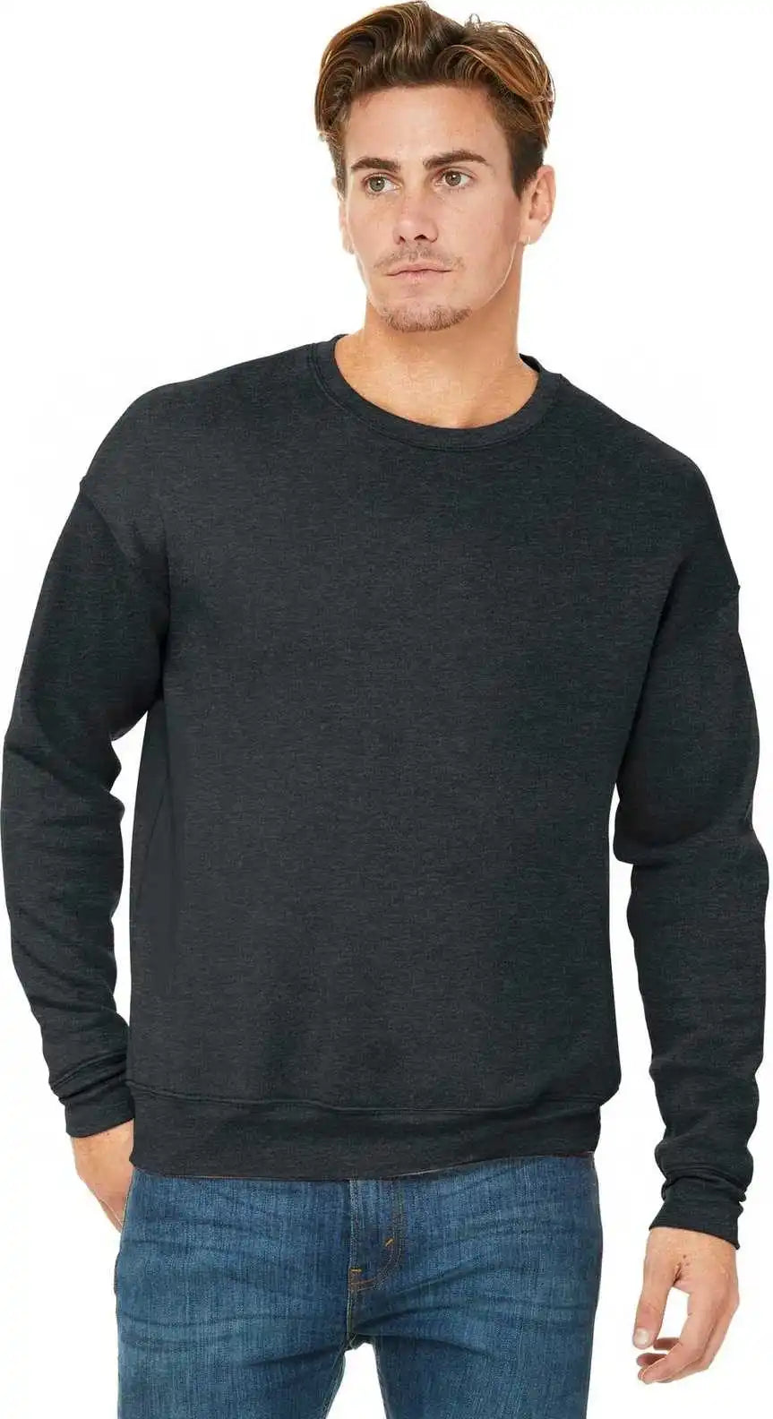 Bella + Canvas 3945 Unisex Sponge Fleece Drop Shoulder Sweatshirt Dark Gray Heather
