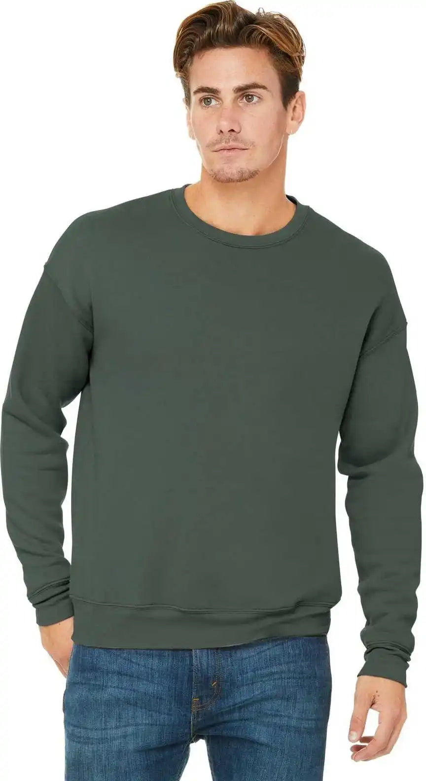 Bella + Canvas 3945 Unisex Sponge Fleece Drop Shoulder Sweatshirt Military Green
