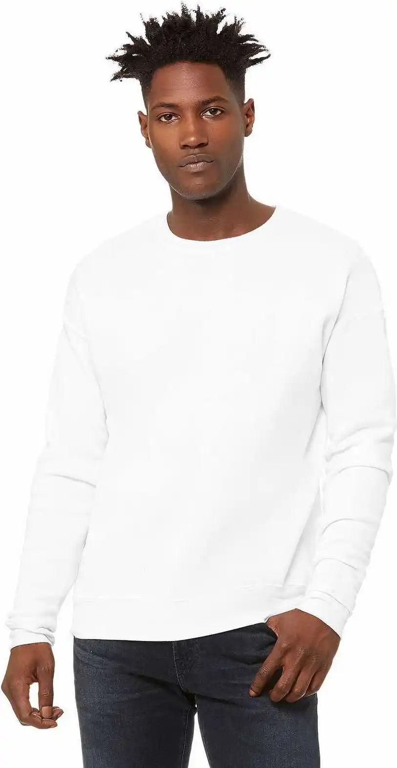 Bella + Canvas 3945 Unisex Sponge Fleece Drop Shoulder Sweatshirt Dtg White