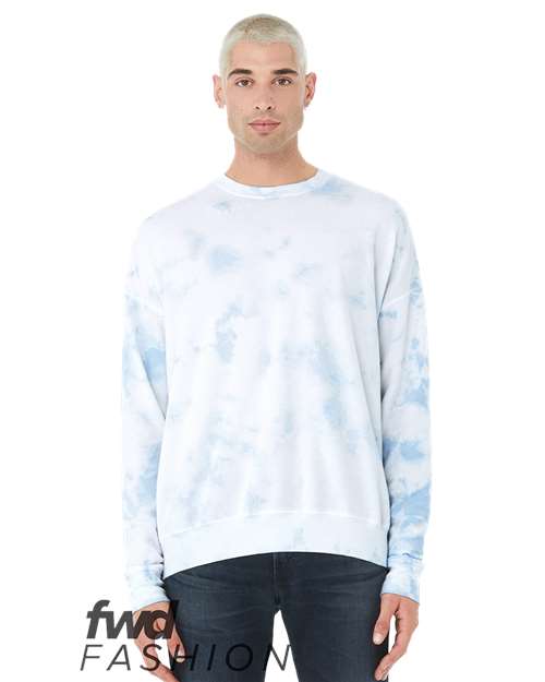 Bella + Canvas 3945rd Fwd Fashion Tie-dyed Crewneck Sweatshirt - White Sky Blue