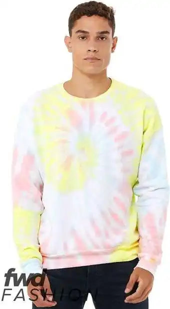 Bella + Canvas 3945rd Fwd Fashion Unisex Tie Dye Crewneck Sweatshirt Rainbow Pastel