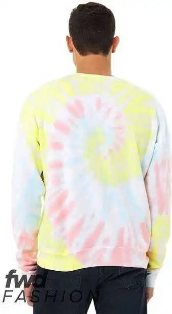 Bella + Canvas 3945rd Fwd Fashion Unisex Tie Dye Crewneck Sweatshirt Rainbow Pastel