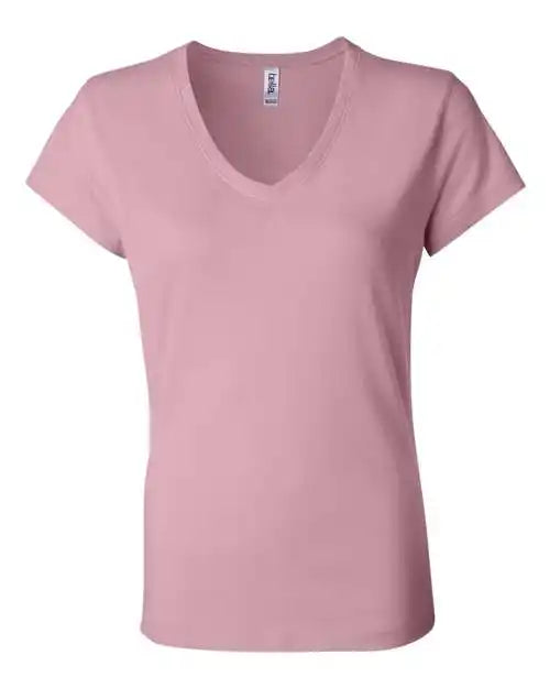 Bella + Canvas 6005 Womens Jersey v Neck Tee Pink