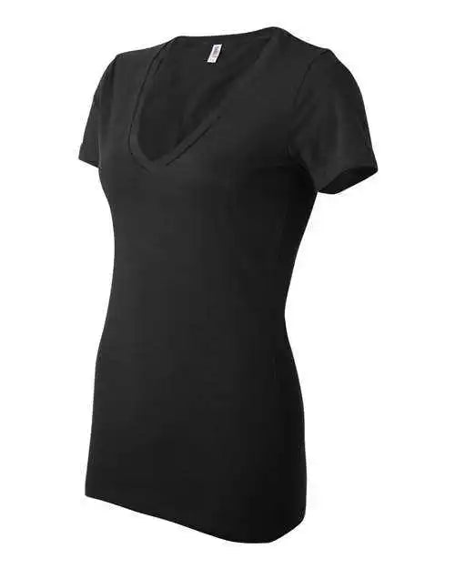 Bella + Canvas 6035 Womens Jersey Deep V-neck Tee - Black