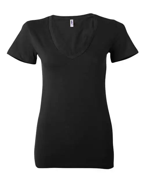 Bella + Canvas 6035 Womens Jersey Deep V-neck Tee - Black