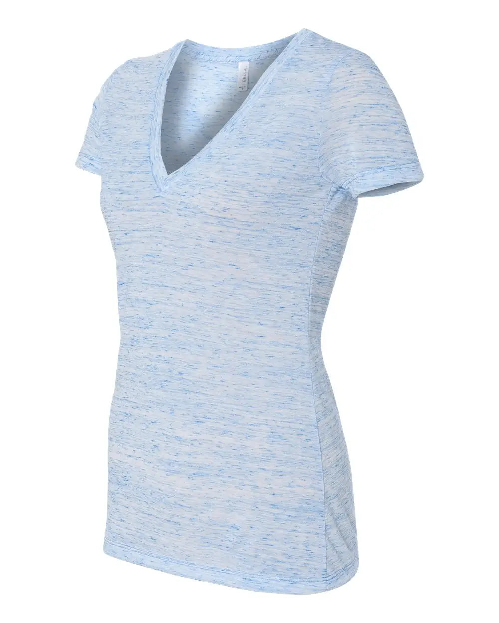 Bella + Canvas 6035 Women’s Jersey Deep V-neck Tee - Blue Marble - White / s